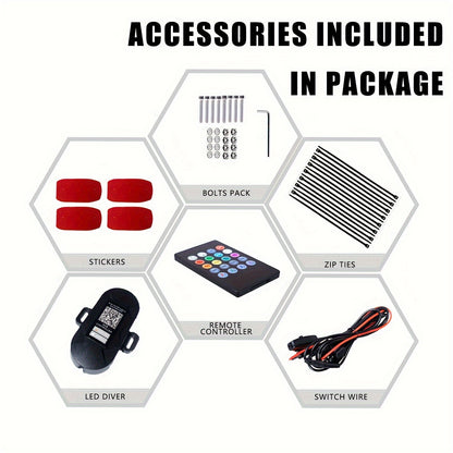 4-Pod Multicolor LED Rock Lights - Vibrant RGB Underglow Neon Lights with APP Control, Music Mode, Waterproof and Adjustable Mounting for Truck, Car, UTV, ATV, SUV, and Jeep