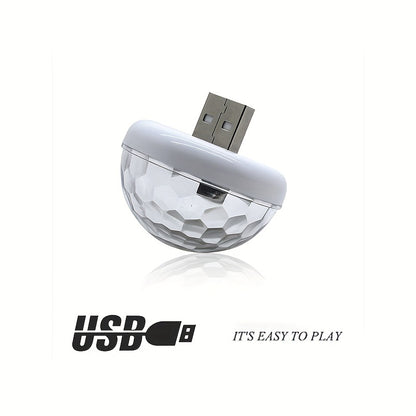 USB Car-mounted Mini Magic Light, Voice-controlled LED, Party Disco Atmosphere Light, Rotating Stage Light