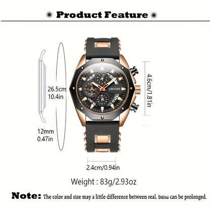 Stylish Business Men's Quartz Sports Watch - Auto Date Big Dial Wristwatch with Precise Timekeeping and Water Resistant Function - Perfect for Formal and Casual Occasions