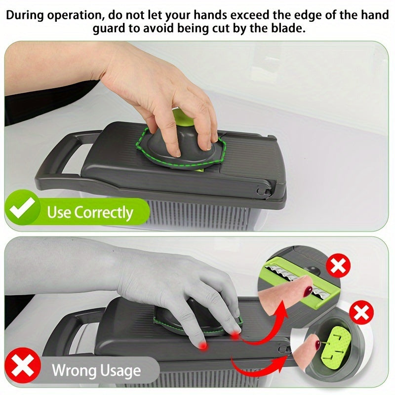 1 Set, 16in1 Vegetable Chopper, Multifunctional Fruit Slicer, Manual Food Grater, Vegetable Slicer, Cutter With Container And 8 Blades, Onion Mincer Chopper, Household Potato Shredder, Kitchen Stuff, Kitchen Gadgets, Dorm Ess