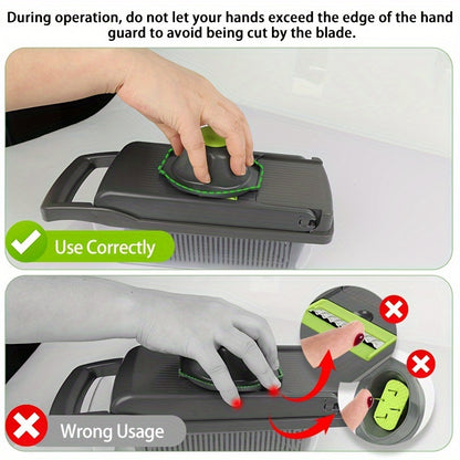 1 Set, 16in1 Vegetable Chopper, Multifunctional Fruit Slicer, Manual Food Grater, Vegetable Slicer, Cutter With Container And 8 Blades, Onion Mincer Chopper, Household Potato Shredder, Kitchen Stuff, Kitchen Gadgets, Dorm Ess