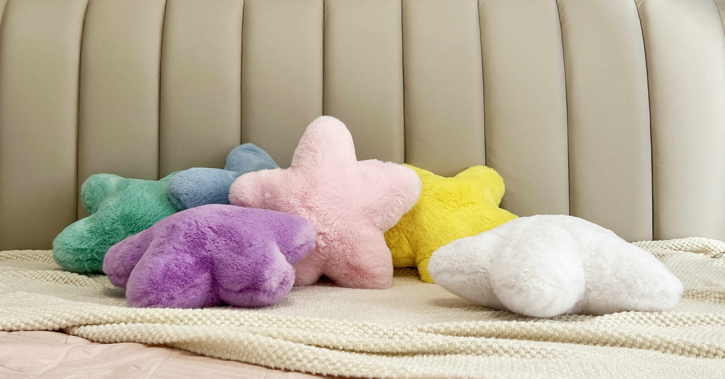 Star Pillow, Decorative Throw Pillows For Bed Couch, 15in Star Shaped Pillow Plush Floor Cushions Room Decor Pillow With Soft Faux Rabbit Fur For Sofa Bedroom Living Room