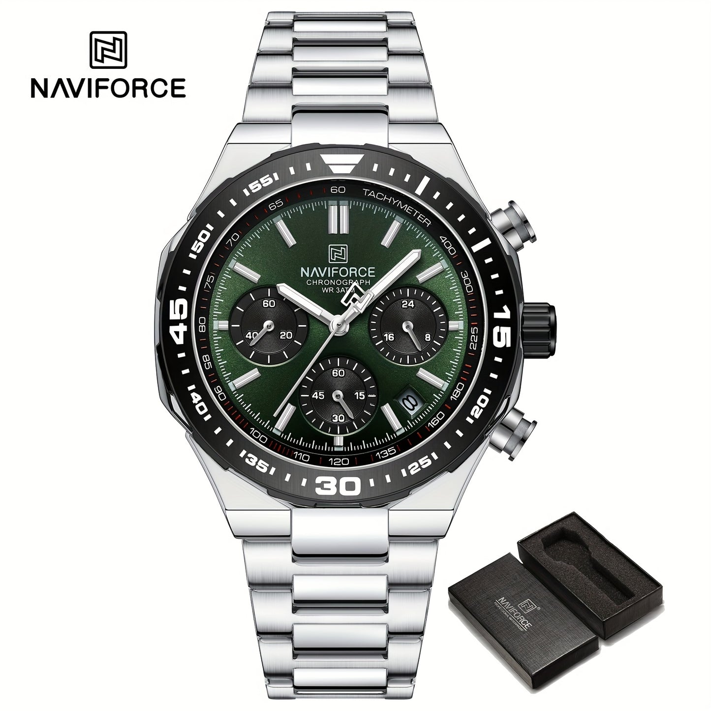 NAVIFORCE Men'S Luxury Business Watch, Multi-function Chronograph Waterproof Men Watches, 24/12 Hour date Display Man Wristwatch, Men Gift