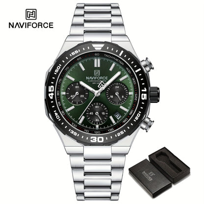 NAVIFORCE Men'S Luxury Business Watch, Multi-function Chronograph Waterproof Men Watches, 24/12 Hour date Display Man Wristwatch, Men Gift