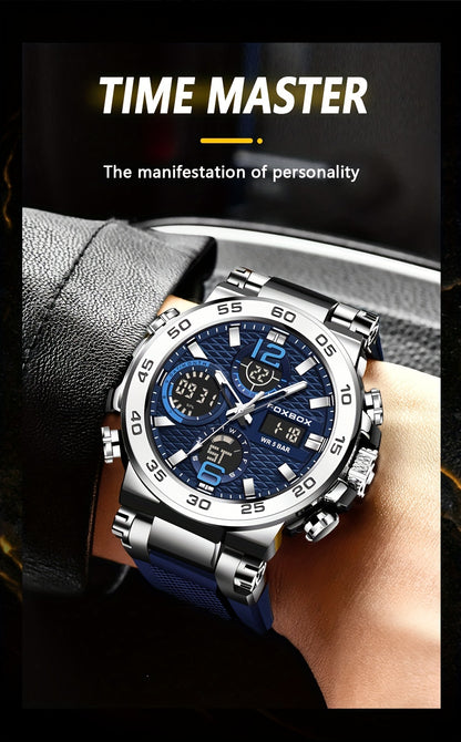 Men's Sports Watch, Waterproof Dual Display Digital Quartz Watch, Alarm Clock Chronograph Multifunction Luminous Watch, Ideal choice for Gifts