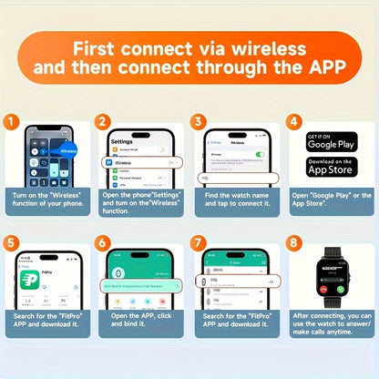 Smart Watch With Wireless Calling/Dialing, Multiple Sports Modes, Fitness Tracker, Customizable Wallpaper, Compatible With IPhone/Android, Sporty Smartwatch With Health Monitoring