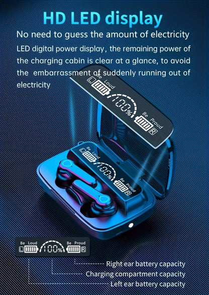 Konroy Wireless Earbuds, HiFi Digital LED Display Stereo Gaming Earbuds Wireless Headphones, TWS Wireless Earphones In-Ear Ear Buds, For Gaming, Workout, Sports, Work, Running, Gym