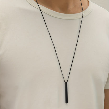 Men's Rectangle Metal Pendant Necklace, Cuban Chain Necklace For Men Jewelry Gift