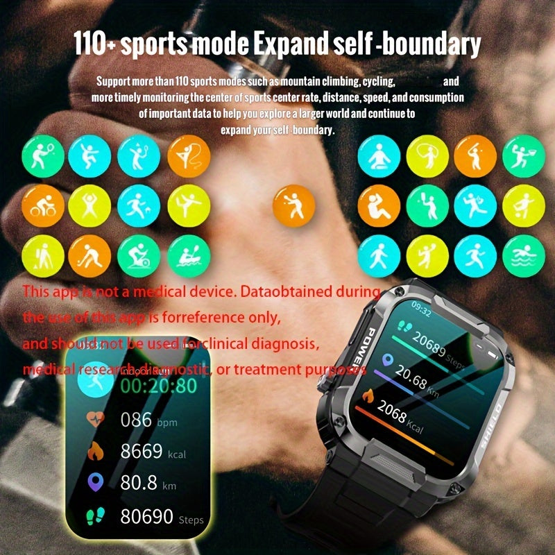 Ultimate Military Smart Watch - Android & IOS Compatible, AI Voice Assistant, Hands-Free Call, Advanced Fitness Tracker, Sports Watch - Perfect Gift for Her on Birthday, Valentines, Easter
