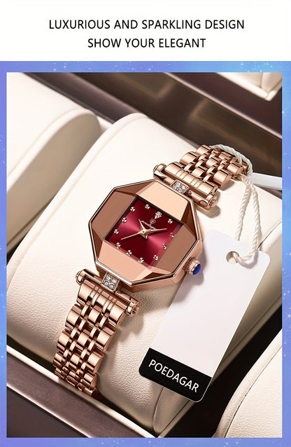 Poedagar Fashion Luxury Watches Stainless Steel Strap Quartz Watch Ideal Choice For Gifts Gifts For Eid