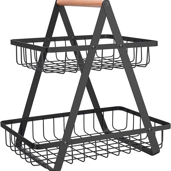 Removable Iron Double Layer Fruit Basket Storage Rack