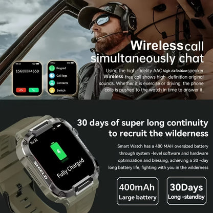 Ultimate Military Smart Watch - Android & IOS Compatible, AI Voice Assistant, Hands-Free Call, Advanced Fitness Tracker, Sports Watch - Perfect Gift for Her on Birthday, Valentines, Easter