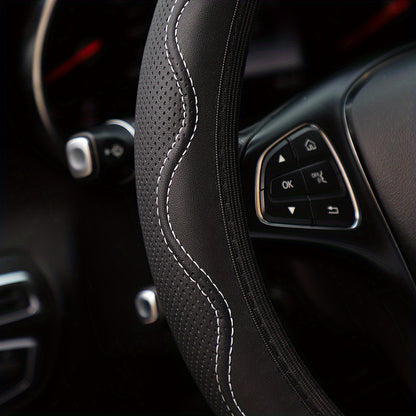 Luxurious PU Leather Steering Wheel Cover - 3D Comfort, No Inner Ring, Car Accessories Christmas Gift