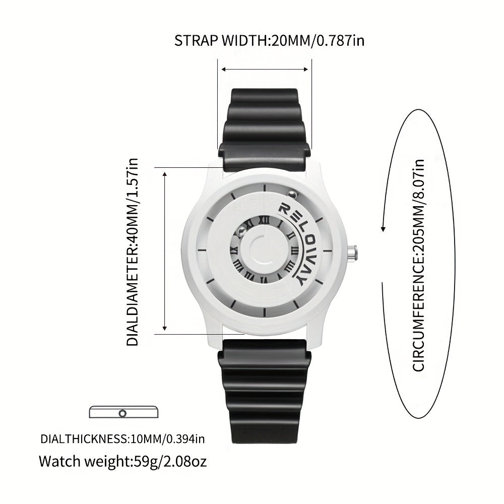 RELOWAY Men's Watch Magnetic Bead Letter Sports Watch