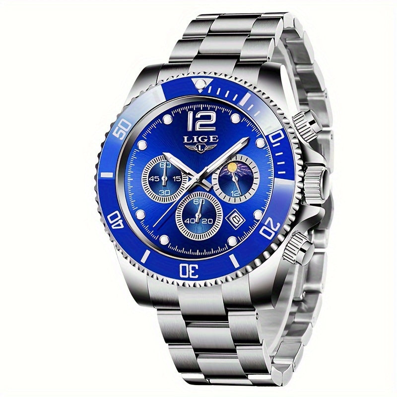 LIGE Watches men&women's Top Brand Luxury Clock Casual Stainless Steel men&women's Watch Sports Quartz Chronograph, Suitable for Women&women