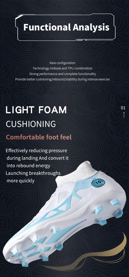 Professional Soccer Cleats, Football Shoes With Long Nail, Non-slip Breathable High Top Fashion Athletic Sneakers
