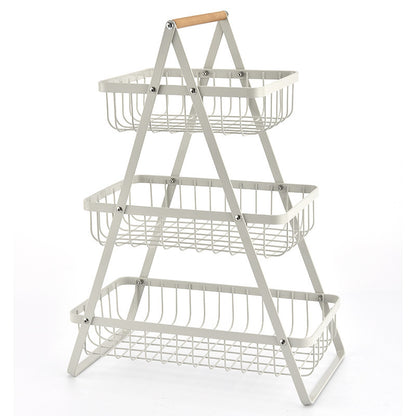 Removable Iron Double Layer Fruit Basket Storage Rack