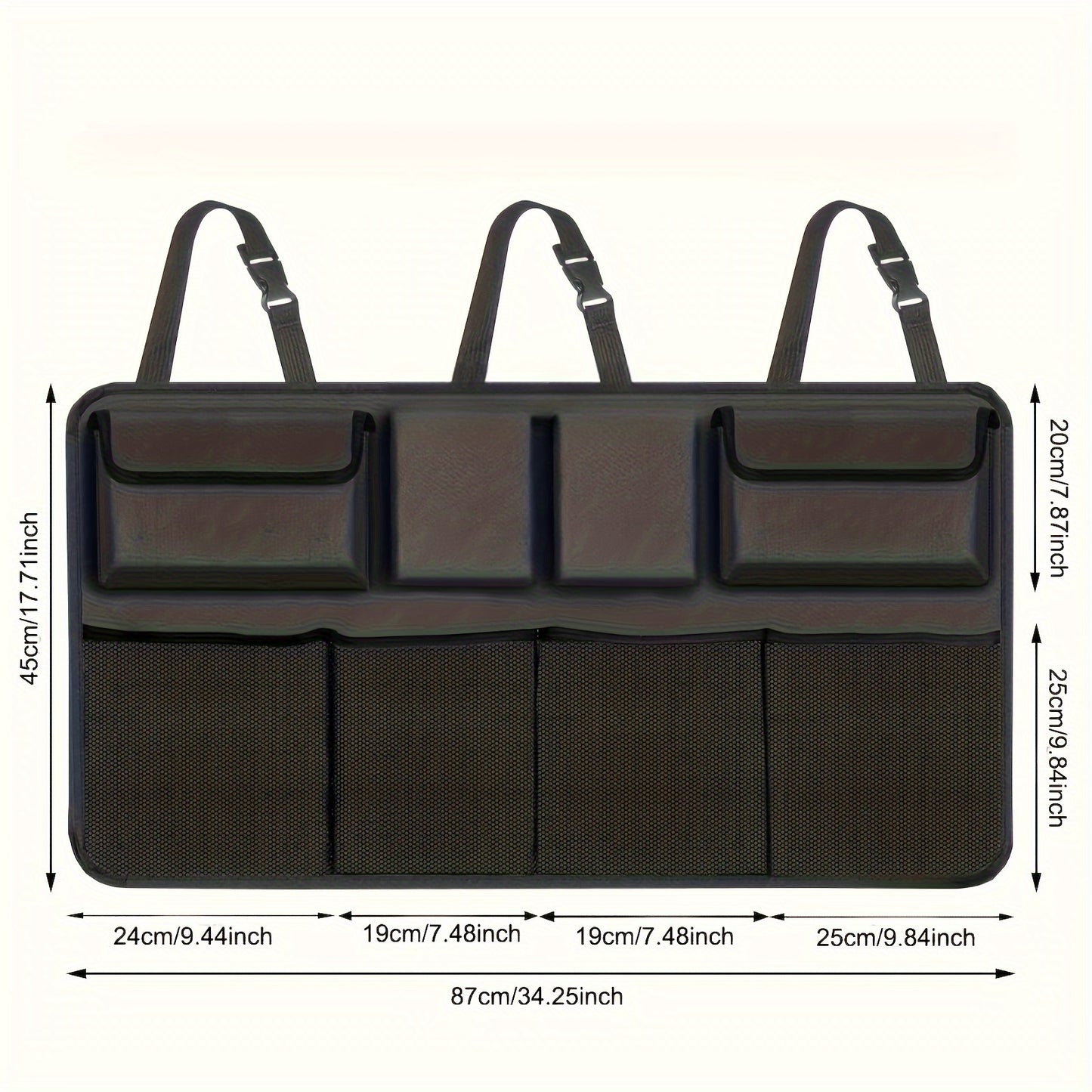 1 Pcs Car Trunk Car Storage Bag, Rear Seat Suspension Car Storage Bag, With 8 Large Storage Bags - For SUVs, Trucks, Vans - Your Space Saving Expert