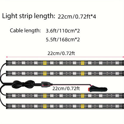 RGB Interior Car Lights, Car LED Ambient Lights, smart Car Interior Lights With 44-Key Remote Control And App Control, water-resistant, with DIY Mode And Music Mode, Can Switch Colors With The Rhythm Of Music, Suitable For Ca