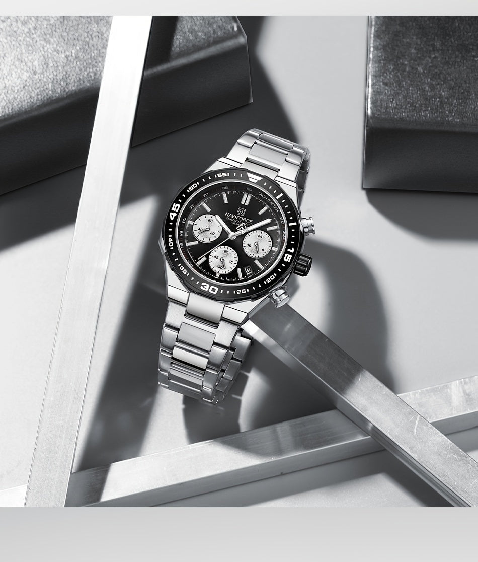 NAVIFORCE Men'S Luxury Business Watch, Multi-function Chronograph Waterproof Men Watches, 24/12 Hour date Display Man Wristwatch, Men Gift