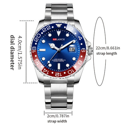 ARLANCH New Fashion Brand Men's Stainless Steel Watches Luminous Male Quartz Watches Calendar Sports Men's Business Watches