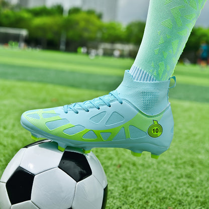 Professional Soccer Cleats, Football Shoes With Long Nail, Non-slip Breathable High Top Fashion Athletic Sneakers