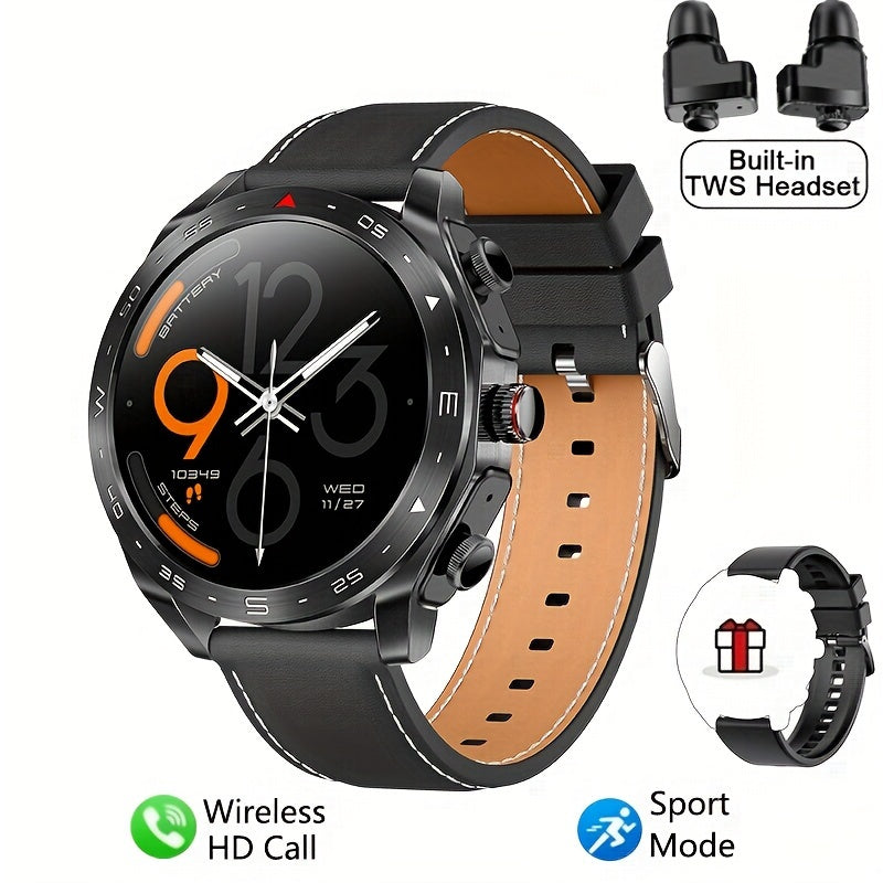 2025 New Men's 1.52-in-1 SmartWatch, Sports Device with TWS Earphones, Wireless Call, Outdoor Exercise SmartWatch, 400mAh Battery, Sleeping Men SmartWatch