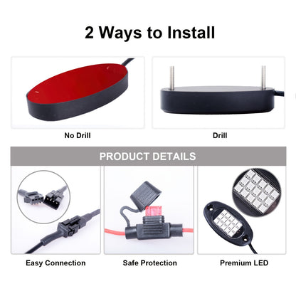 4-Pod Multicolor LED Rock Lights - Vibrant RGB Underglow Neon Lights with APP Control, Music Mode, Waterproof and Adjustable Mounting for Truck, Car, UTV, ATV, SUV, and Jeep