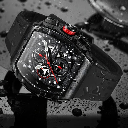 H Men Wristwatches, High-Accuracy Quartz Movement, Silicone Band, Waterproof, Calendar, Multi-Functional Design, Men's Dress Watches