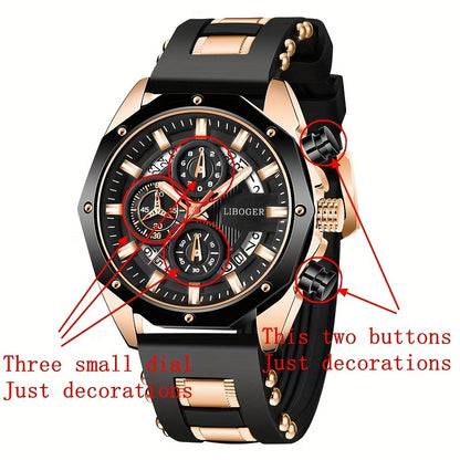 Stylish Business Men's Quartz Sports Watch - Auto Date Big Dial Wristwatch with Precise Timekeeping and Water Resistant Function - Perfect for Formal and Casual Occasions