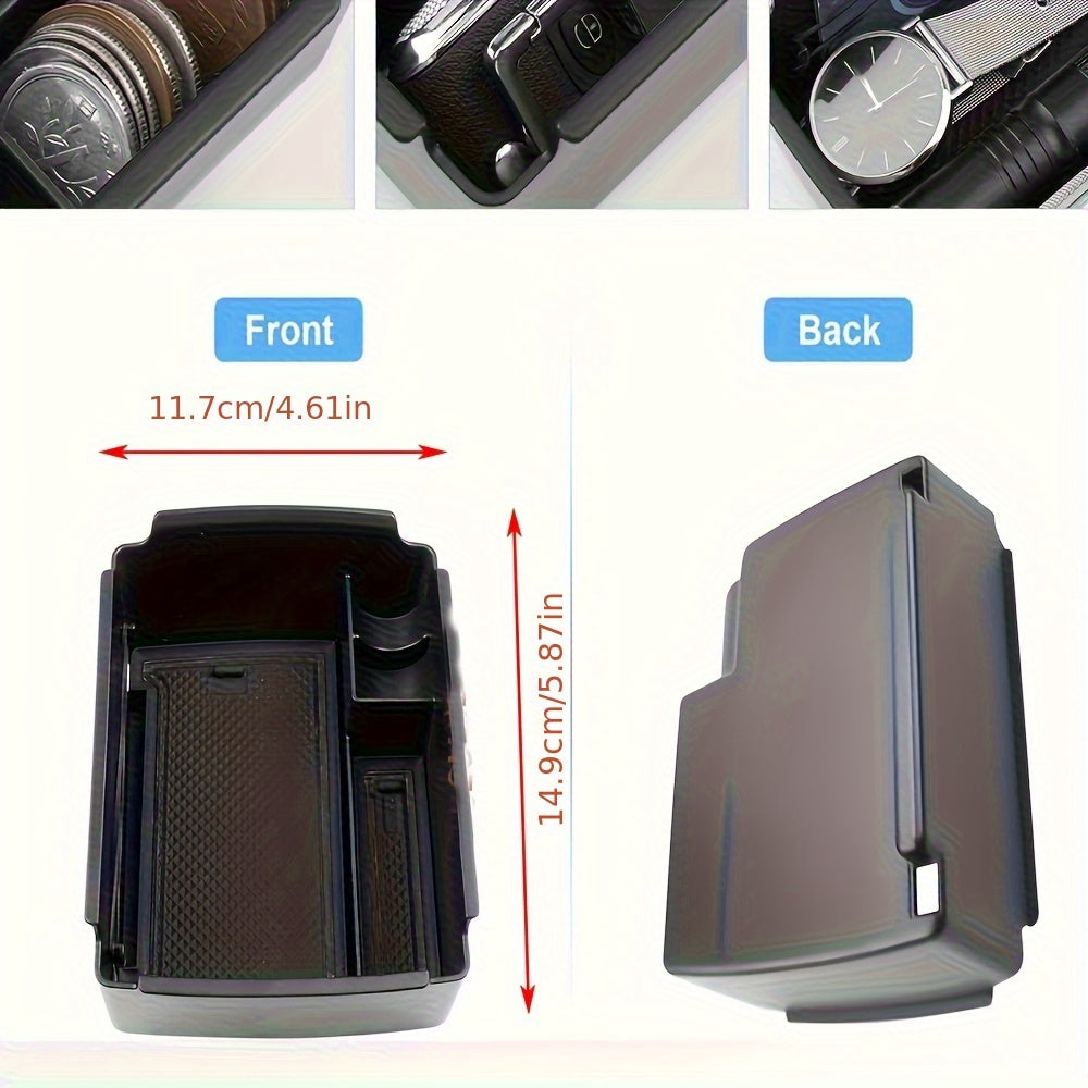 For VW Golf 7/GM7 VII 5G GTI R Center Console Tray - Sleek Black ABS Storage Box with Cup Holder & Organizer for a Neat Car Interior, Custom Fit for Golfing Enthusiasts, Car Interior Accessories | Sleek ABS Tray | Durable ABS