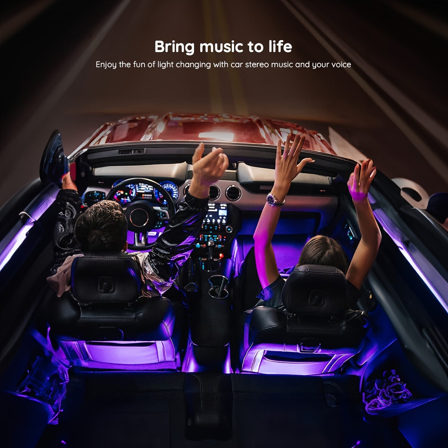 RGB Interior Car Lights, Car LED Ambient Lights, smart Car Interior Lights With 44-Key Remote Control And App Control, water-resistant, with DIY Mode And Music Mode, Can Switch Colors With The Rhythm Of Music, Suitable For Ca