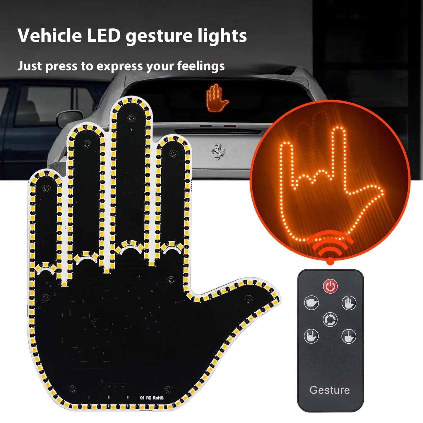 Men's Gesture Light Car Multifunction Warning Anti-collision