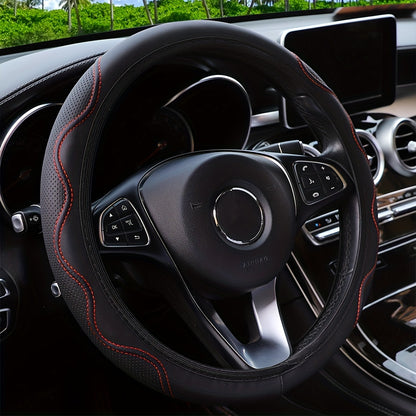 Luxurious PU Leather Steering Wheel Cover - 3D Comfort, No Inner Ring, Car Accessories Christmas Gift