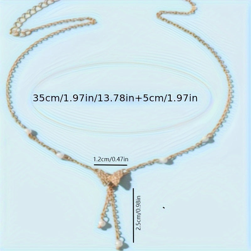 Elegant Butterfly Pendant Necklace With Faux Pearls, Chic Fashion Jewelry, Vacation-Style Ladies' Accessory, Perfect Gift Idea