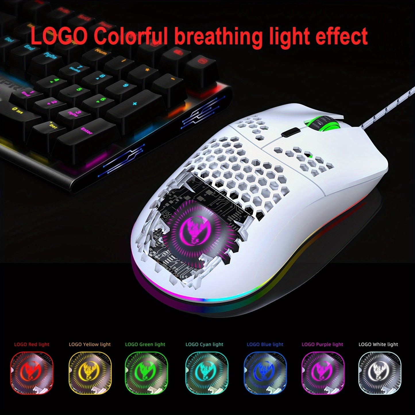 HXSJ-RGB Keyboard And Cellular Gaming Mouse, Compact 68-key Mini Wired Keyboard RGB Backlit 1000-6400 DPI Mouse, Keyboard And Mouse Gaming PS4 Xbox PC Laptop Mac