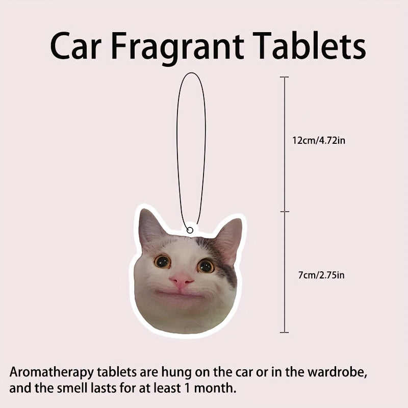 Cute Cat Car Aromatherapy, Car Fragrance Tablets Wardrobe Air Fresheners Perfume Rearview Mirror Hanging Decor, Car Accessories Interior Pendant