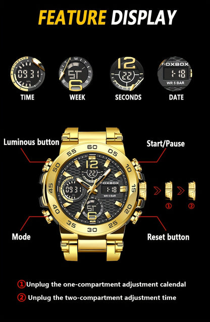 New Watches For Women, Clock Alarm LCD Dual Display Wristwatch Quartz Military Sports Women Watch for Women & Men