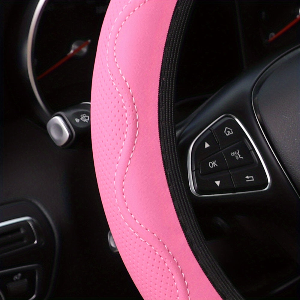 Luxurious PU Leather Steering Wheel Cover - 3D Comfort, No Inner Ring, Car Accessories Christmas Gift