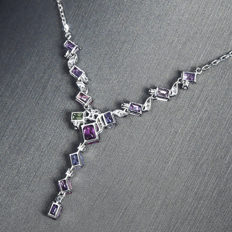 Lavender Diamond Tourmaline Set Chain