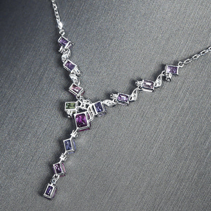 Lavender Diamond Tourmaline Set Chain