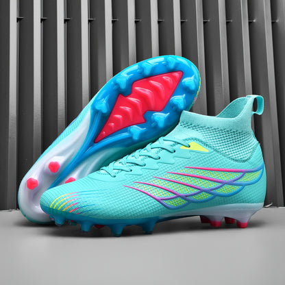 Professional Men'S High-Top Football Boots, AG Cleats, Anti-Slip, Breathable, All-Season Sports Shoes with Lace-Up Closure, TPU Sole, Fabric Inner, for Training, Running, and Outdoor Activities, Football Boot