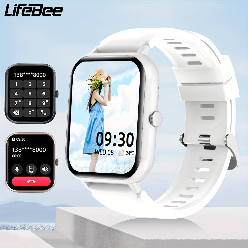 LIFEBEE Smartwatch For Men And Women, 4.65 Cm Full Touch Screen Smartwatch With Answer/Make Calls For Phone, Fitness Tracking Watch With 100+ Exercise Modes, Pedometer, Distance, Calories