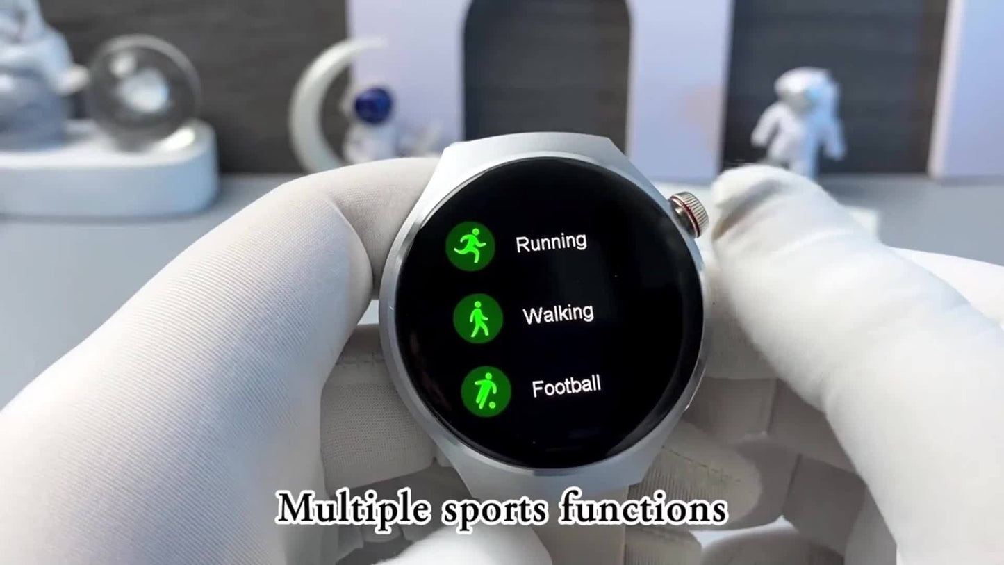 LITTLE MEATBALL Men's Smartwatch, 3.63cm HD Color Display, Wireless Calling,, 100+ Sports Modes, Sleep & Business Monitor, USB Charging, Zinc Alloy, Silicone Strap, Glitter Embellishment, Fitness Tracker Watch|Metallic Finish