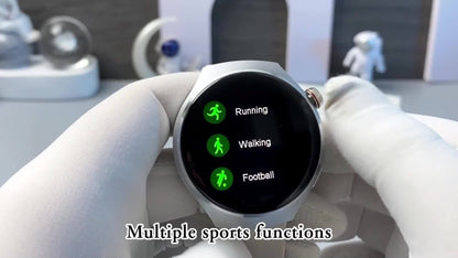 LITTLE MEATBALL Men's Smartwatch, 3.63cm HD Color Display, Wireless Calling,, 100+ Sports Modes, Sleep & Business Monitor, USB Charging, Zinc Alloy, Silicone Strap, Glitter Embellishment, Fitness Tracker Watch|Metallic Finish