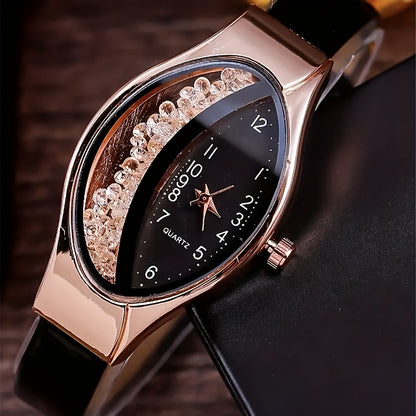 Black Quartz Watches PU Strap Zinc Alloy Pointer Zinc Alloy Dial Gifts For Mother's Day, Easter, Ramadan, Birthdays Gifts For Eid