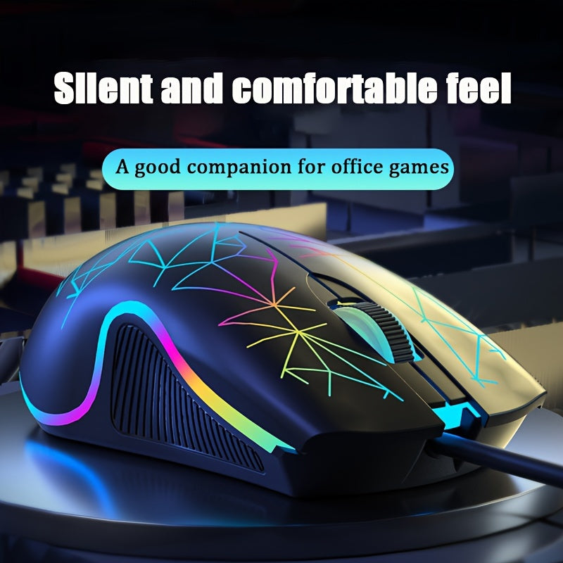 Colorful Mute Wired Gaming Mouse 1600 DPI Magic 3 Button USB Mouse With RGB Backlight Mute Mice For PC Gamer Computer Laptop Mouse Mice