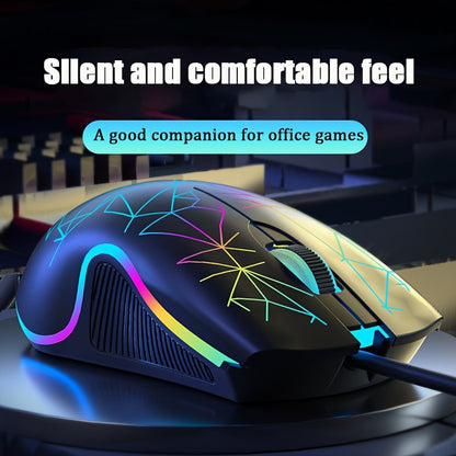 Colorful Mute Wired Gaming Mouse 1600 DPI Magic 3 Button USB Mouse With RGB Backlight Mute Mice For PC Gamer Computer Laptop Mouse Mice