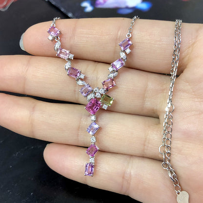 Lavender Diamond Tourmaline Set Chain