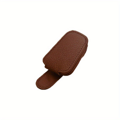 1pc Premium Magnetic PU Leather Car Visor Sunglasses Holder - Visor Accessories - Convenient Sunglasses Clip for Car Visor, Easy Access, Space-Saving, Durable Car Interior Visor Organizer